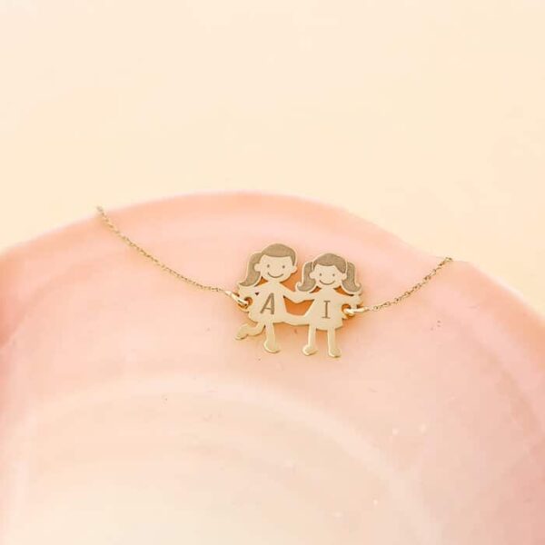 Bratara Familie – 2 Membri – pandant Aur Galben 14K – cu lantisor