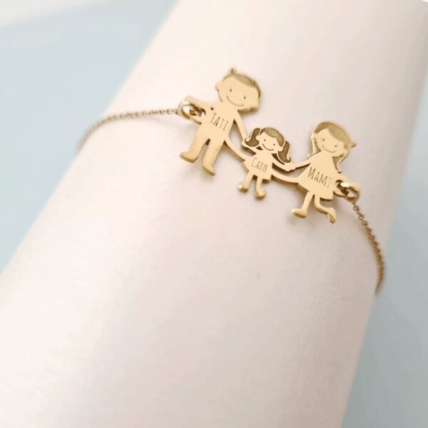 Bratara Familie – 3 Membri – cu lantisor si pandant Aur galben 14K