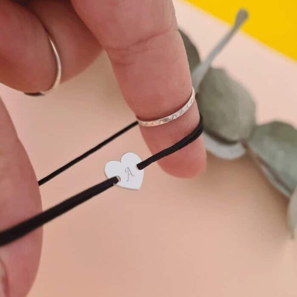 Bratara Inima – Aur Alb 14K – snur reglabil