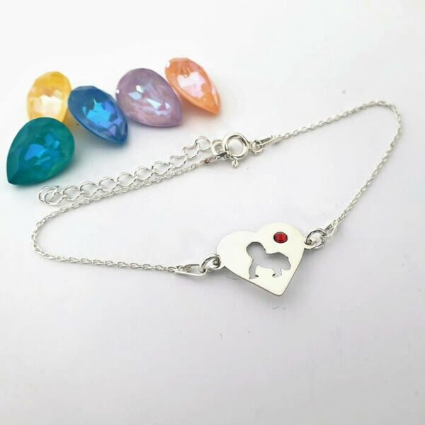 Bratara inima cu bebelus decupat – Argint 925 – Cristal Swarovski – cu lantisor