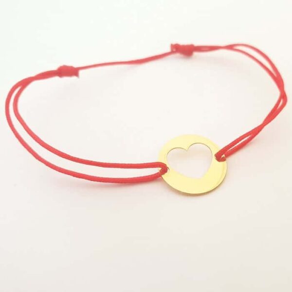 Bratara model banut cu inima decupata – Aur Galben 14K – snur reglabil