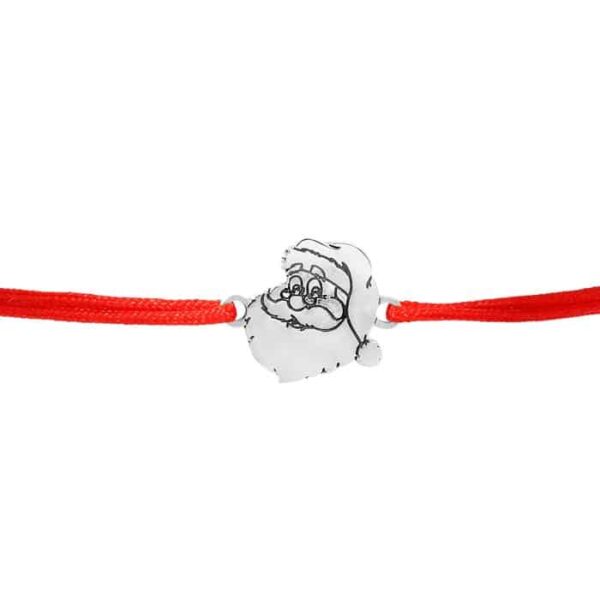 Bratara Craciun – Mos Craciun cu plete dalbe – Argint 925, snur reglabil diverse culori