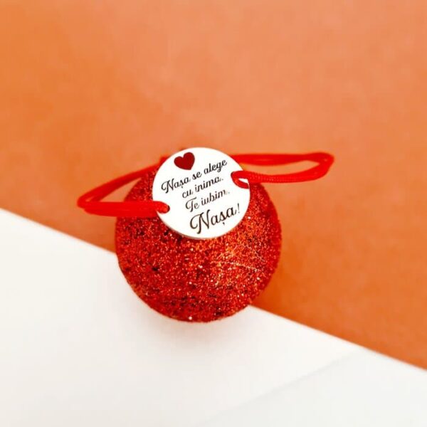 Bratara Nasa mea – Argint 925 – Inimioara cu email rosu – Snur reglabil, diverse culori