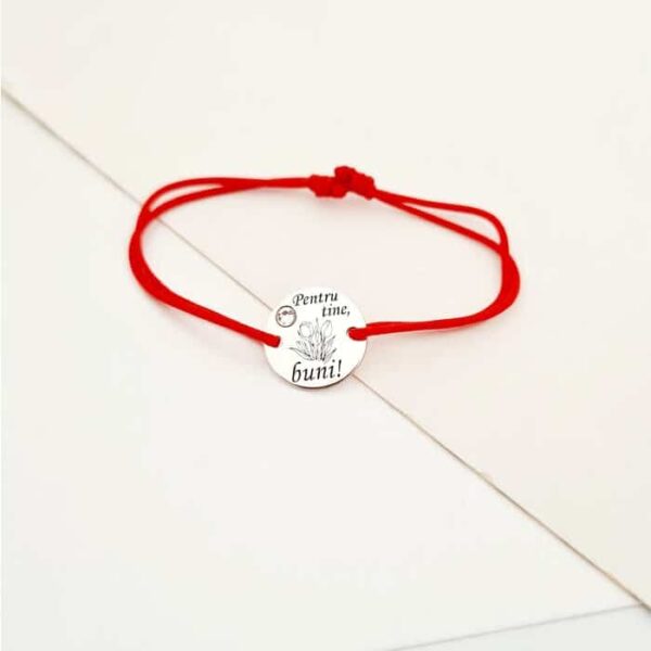 Bratara  Pentru tine buni – Argint 925 si Cristal Swarovski – Snur reglabil, diverse culori