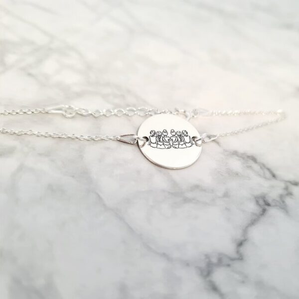 Bratara personalizata 6 surori / prietene – Banut de 18 mm – Lantisor cu prelungire – Argint 925