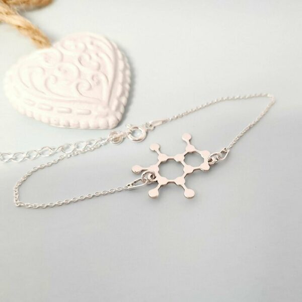 Bratara personalizata cu lantisor – Formula chimica CAFEINA – Argint 925