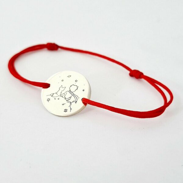 Bratara personalizata – Micul print – banut de 15 mm – Argint 925 – snur reglabil