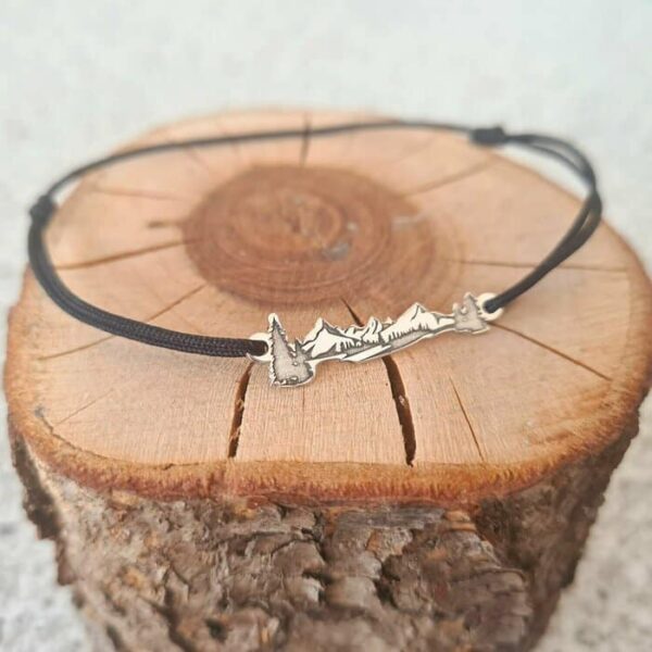 Bratara personalizata – Peisaj de munte – Argint 925 – Snur reglabil