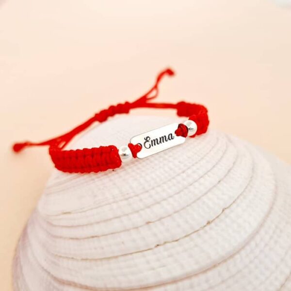 Bratara personalizata – Placuta cu 2 bilute 4 mm – Argint 925 – Snur impletit reglabil