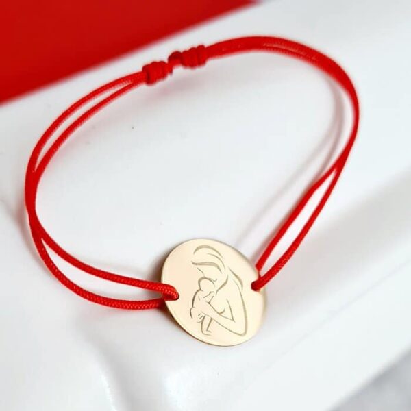 Bratara personalizata – Proaspata Mamica – Aur Galben 14K – snur reglabil