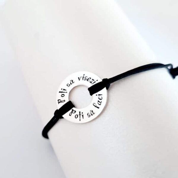 Bratara personalizata – Roata norocului – Argint 925 – snur reglabil