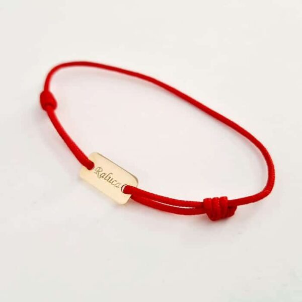 Bratara Placuta cu nume – Aur Galben 14k – snur reglabil bebe