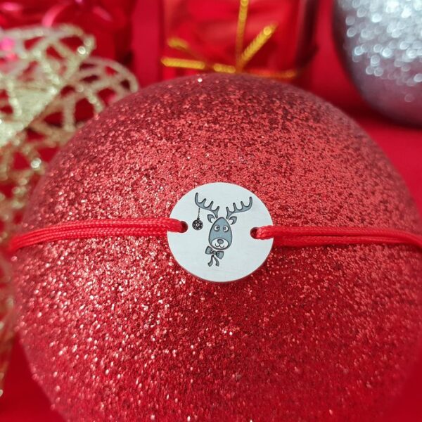 Bratara Craciun – Ren de Craciun – Argint 925, snur reglabil diverse culori