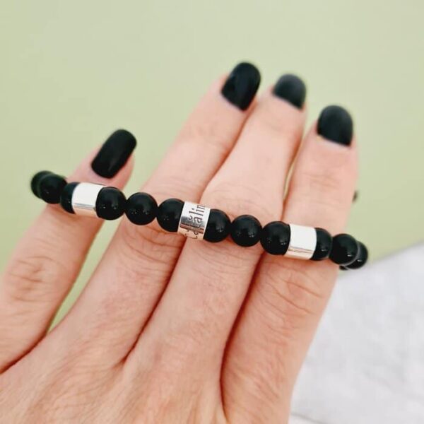 Bratara Unisex personalizata cu pietre semipretioase si cilindri din Argint 925