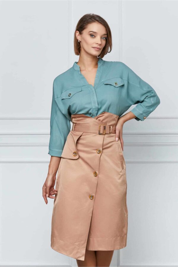 Camasa Bella verde mint cu maneci trei sferturi