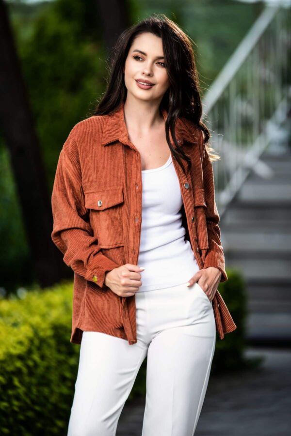 Camasa casual maron cu aspect reiat