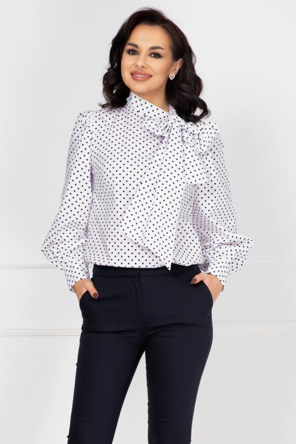 Camasa dama eleganta cu buline si funda maxi stilizata