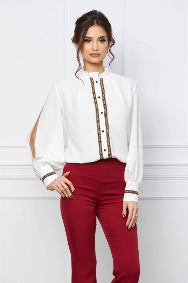 Camasa Dy Fashion alba cu motive traditionale