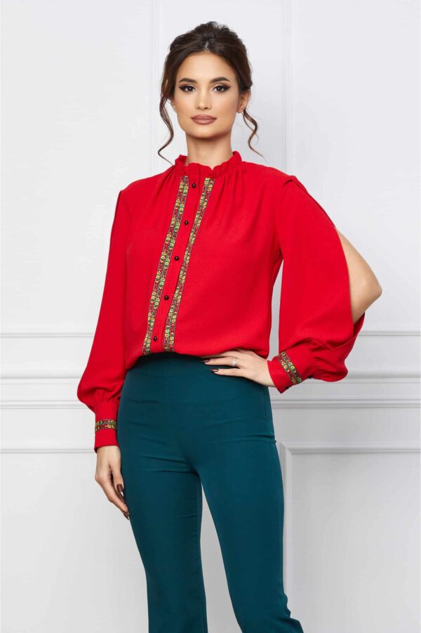 Camasa Dy Fashion rosie cu motive traditionale