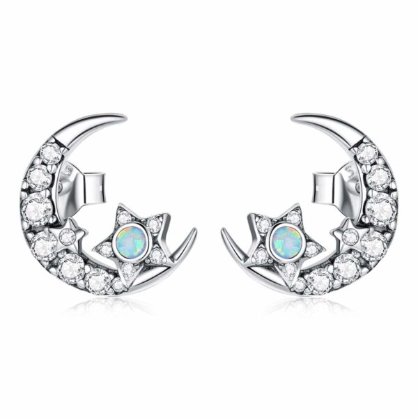 Cercei din argint cu Semiluna si Cristale