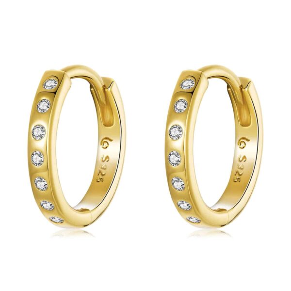 Cercei din argint Golden Crystals Hoops
