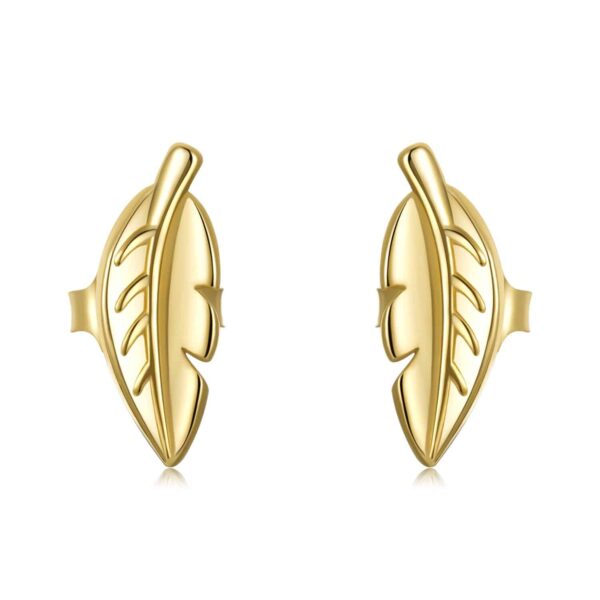 Cercei din argint Little Golden Leaf