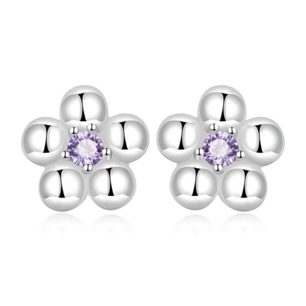 Cercei din argint Mini Purple Flower