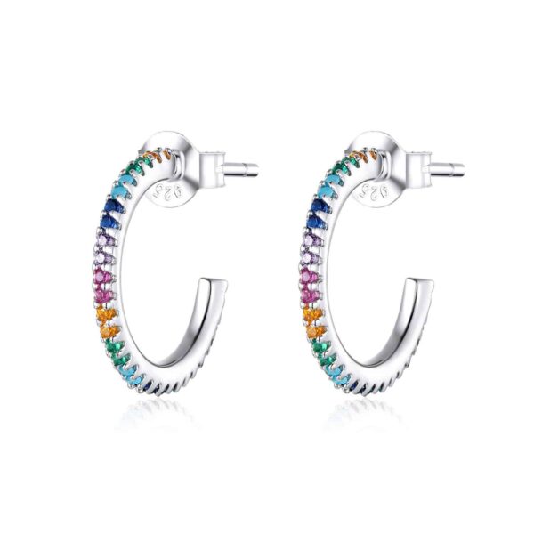 Cercei din argint Rainbow Hoops