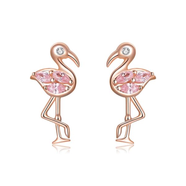 Cercei din argint Rose Gold Flamingo