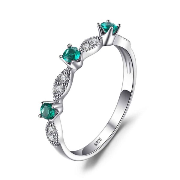 Inel din argint Trio Emerald Crystal
