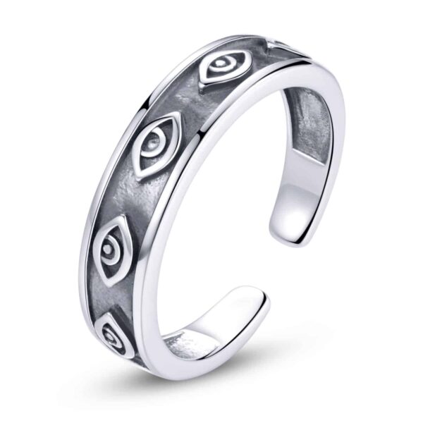 Inel reglabil din argint Eyes Band