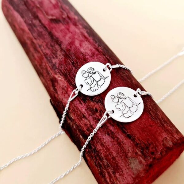 Set Cadou 2 bratari surori / prietene – banut si lantisor din Argint 925