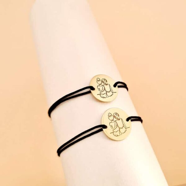 Set Cadou 2 bratari surori / prietene – banut din Argint 925 placat cu Aur Galben 18 K , snur diverse culor