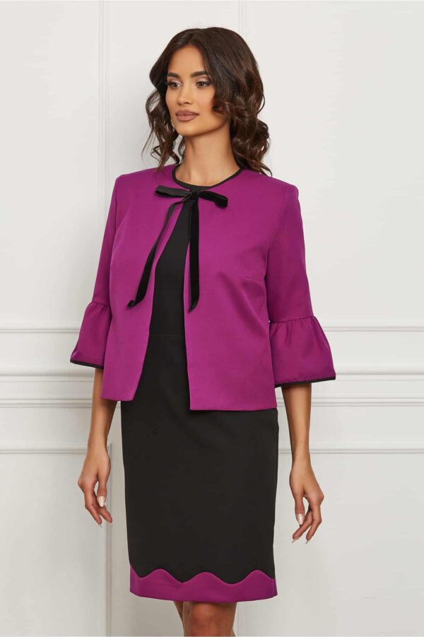 Compleu Dy Fashion cu sacou magenta si rochie neagra