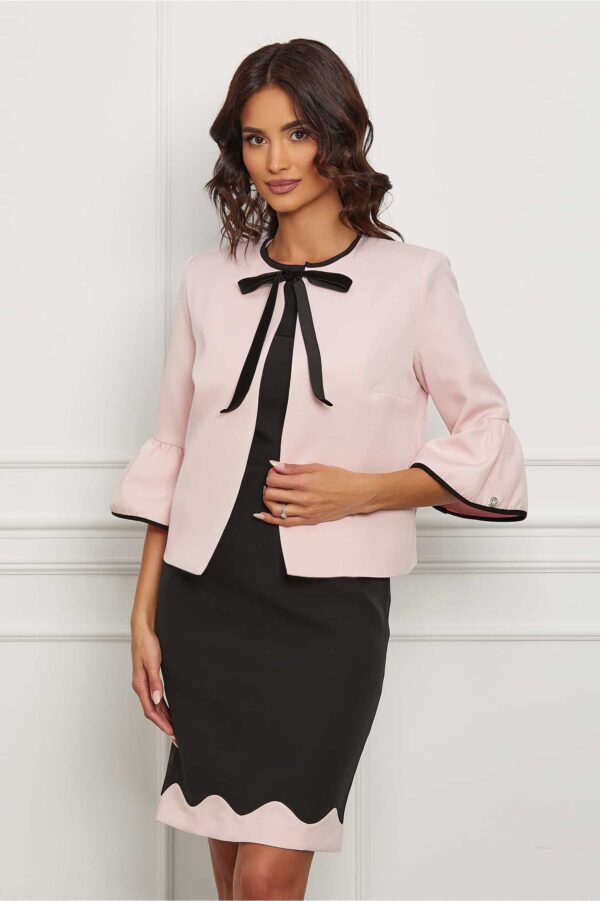 Compleu Dy Fashion cu sacou roz si rochie neagra