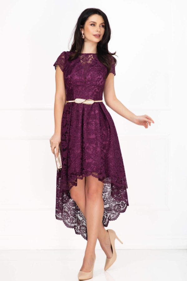 Rochie de ocazie eleganta mov asimetrica cu sclipici