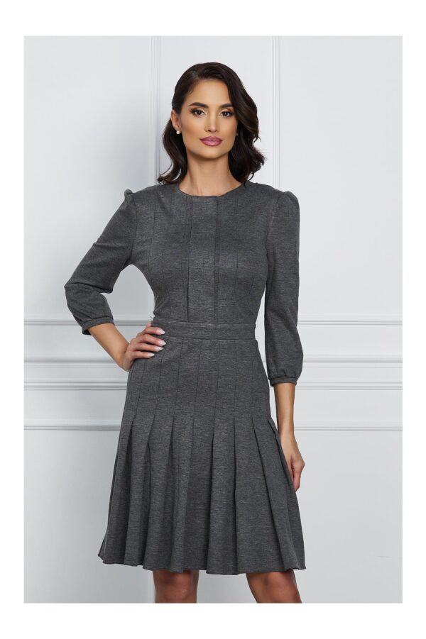 Rochie Dy Fashion gri cu pliuri pe fusta