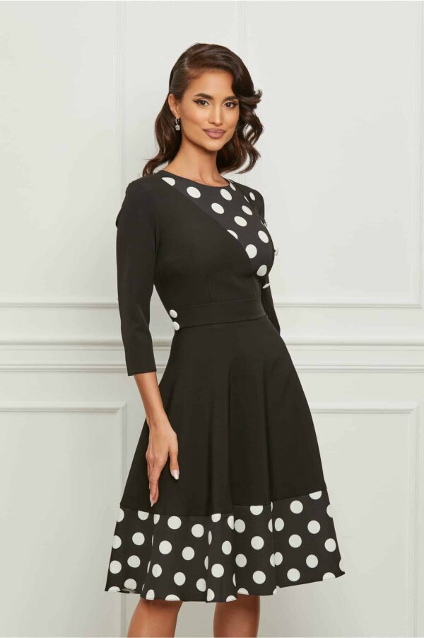 Rochie Dy Fashion neagra cu buline albe