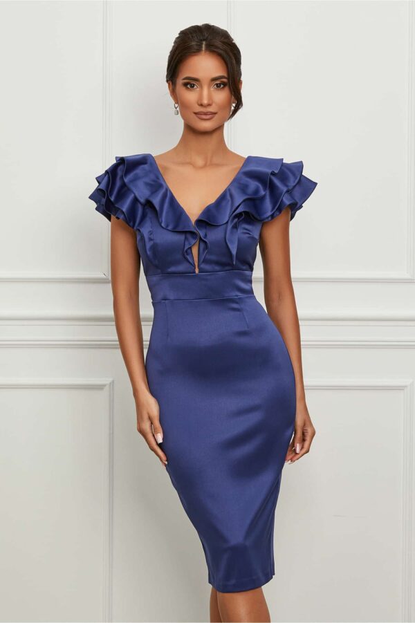 Rochie MBG bleumarin cu volane maxi