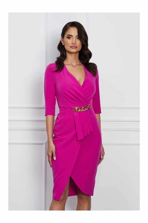 Rochie MBG fucisa cu peplum si accesoriu in talie