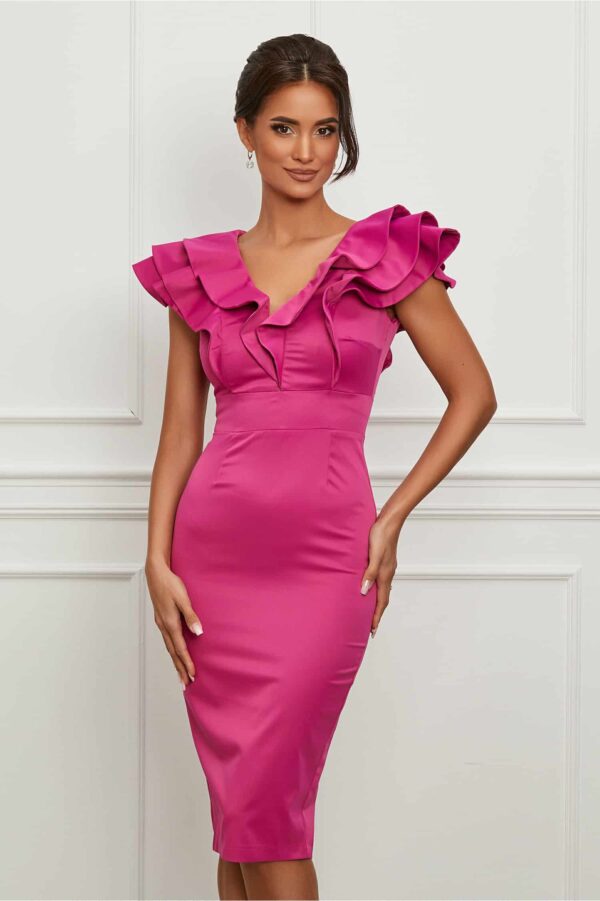 Rochie MBG fucsia cu volane maxi