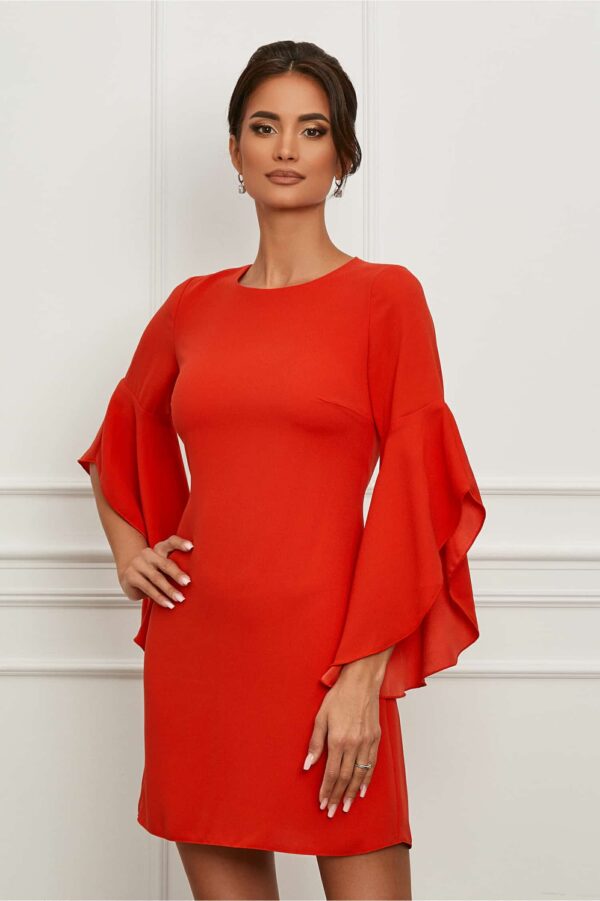 Rochie Moze corai cu maneci clopot