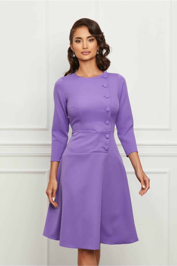 Rochie Moze lila cu nasturi la bust