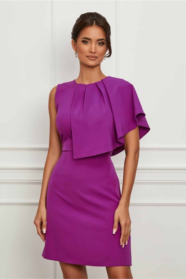 Rochie Moze mov cu volan maxi pe umar