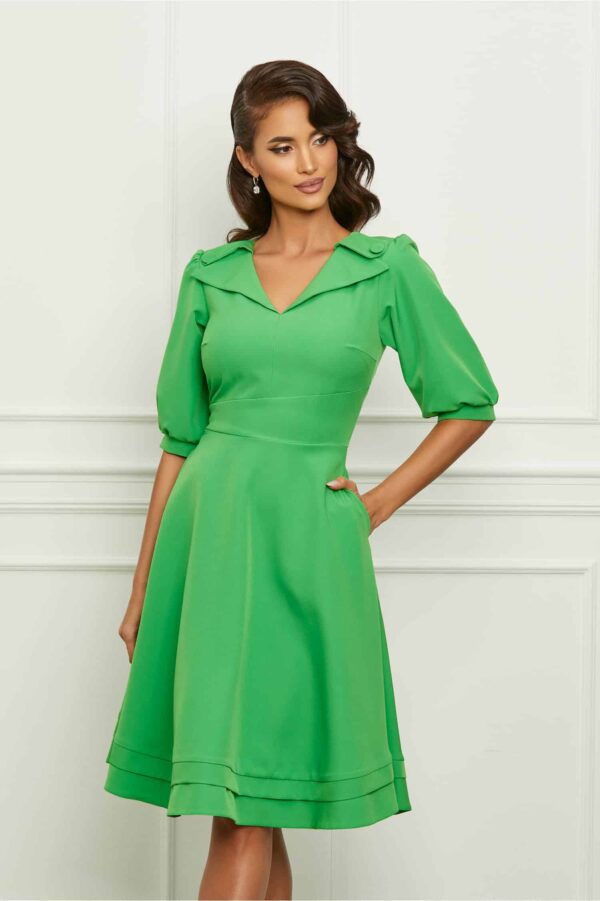 Rochie Moze verde crud cu guler ascutit