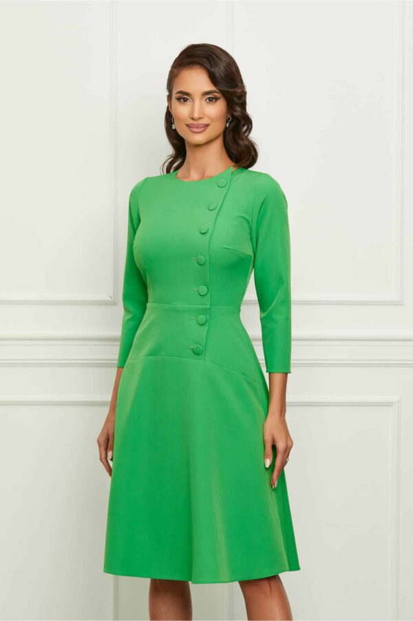 Rochie Moze verde crud cu nasturi la bust