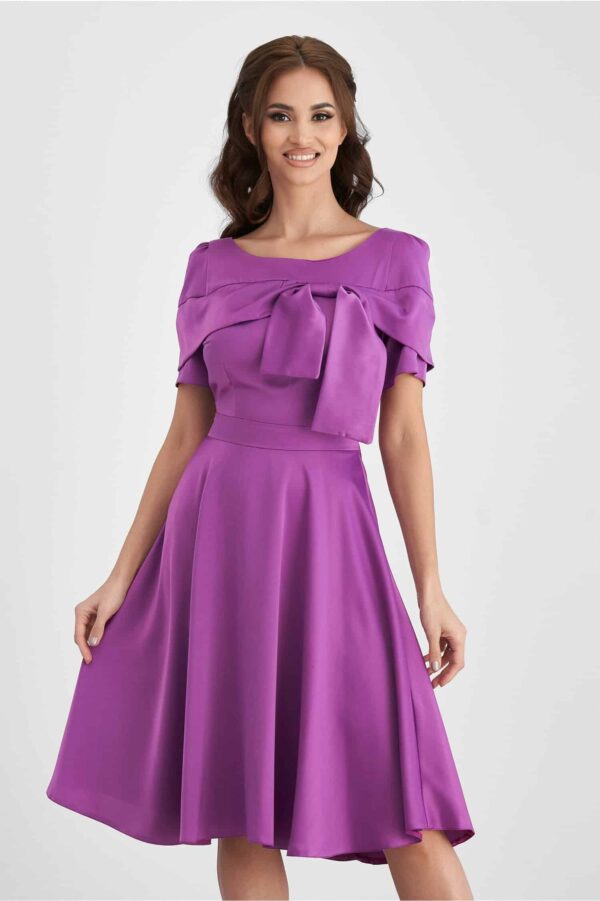 Rochie Moze violet cu funda la bust