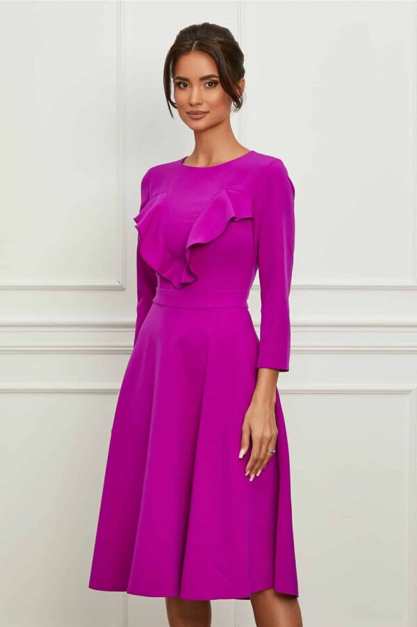 Rochie Moze violet cu volane pe bust