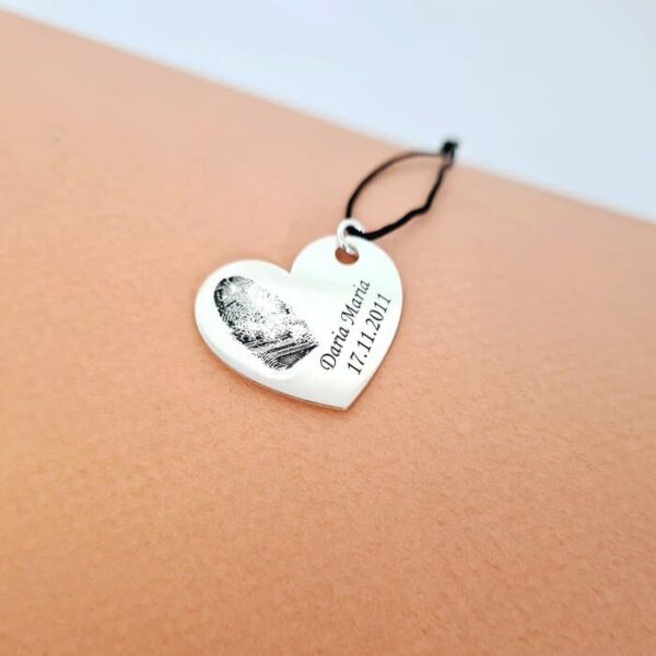Pandantiv Inima cu amprenta si mesaj – Argint 925