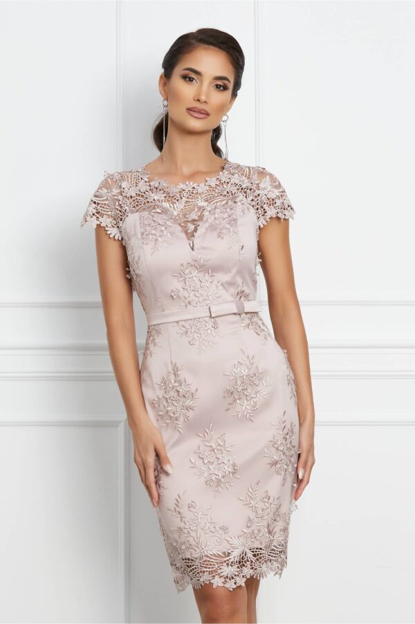 Rochie Ella Collection Ingrid roz pudra din dantela